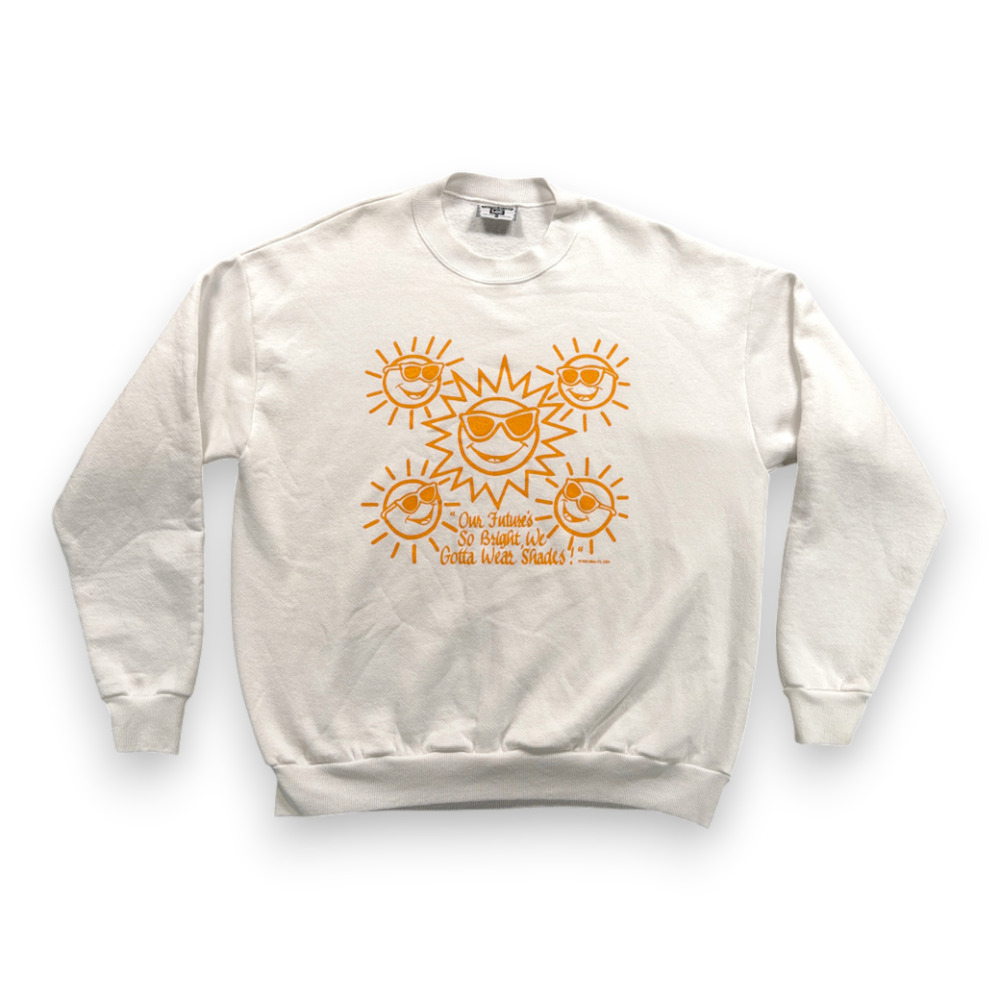 Vintage Sunshine Sweater Adult EXTRA LARGE White Sweatshirt Bright Future US 90s